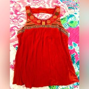 Orange Embroidered Tank Top